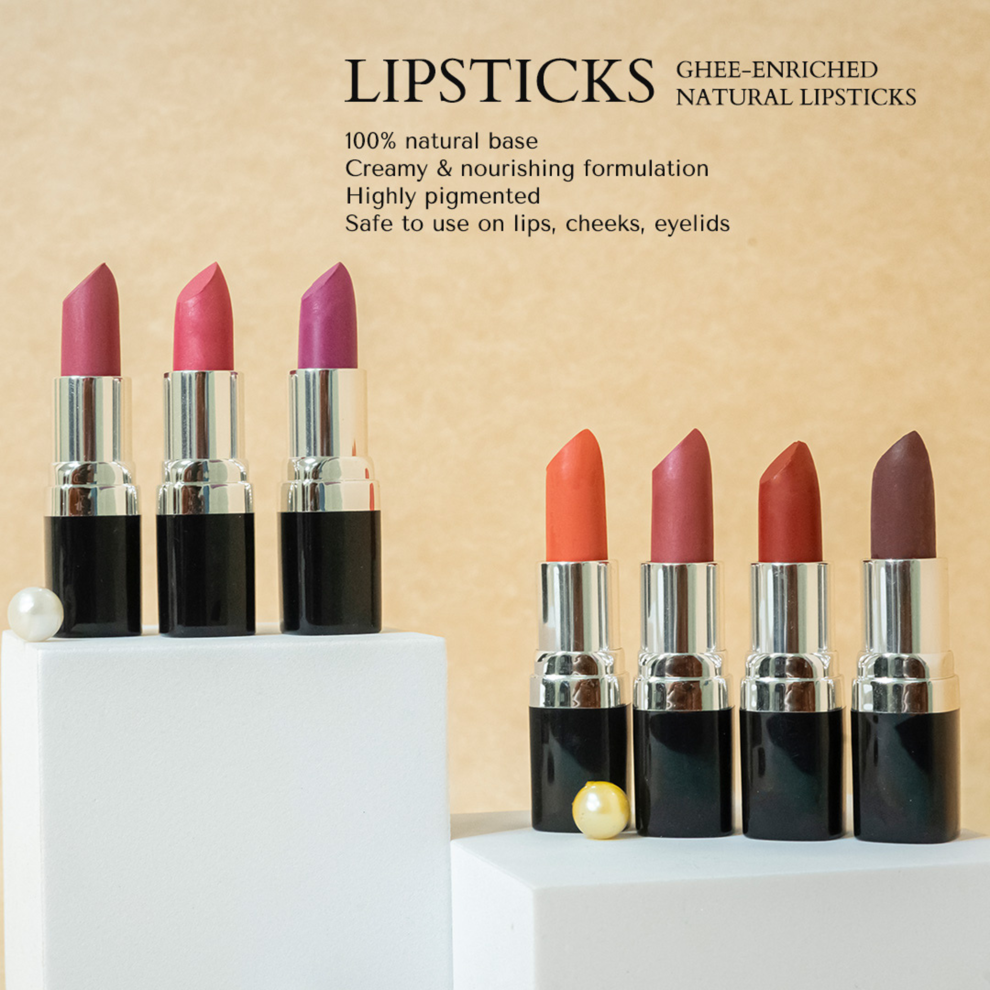 Natural Ghee-enriched Lipsticks in 17 colors | made for Indian skin tones