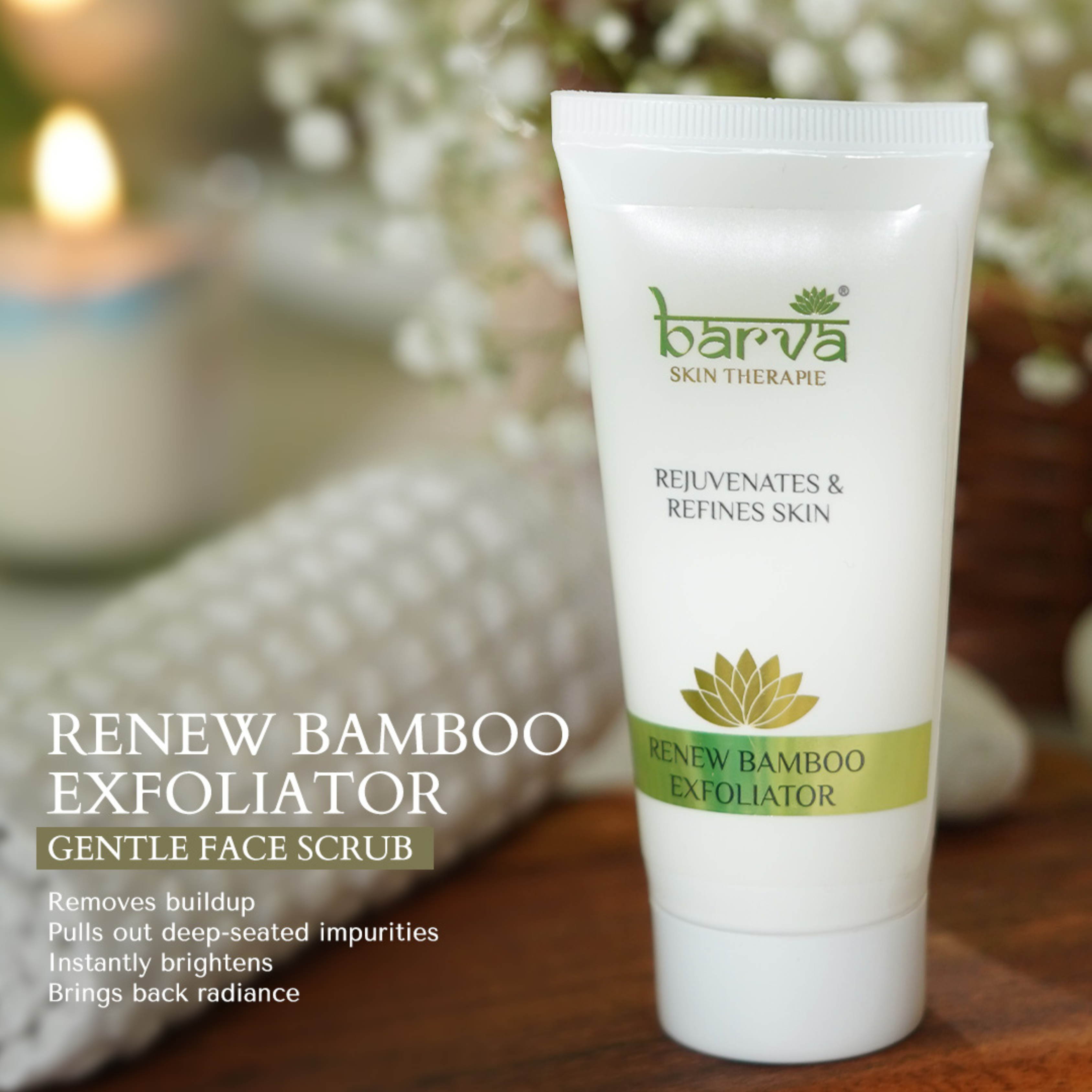 Renew Bamboo Exfoliator | face scrub for women and men | gentle skin exfoliating