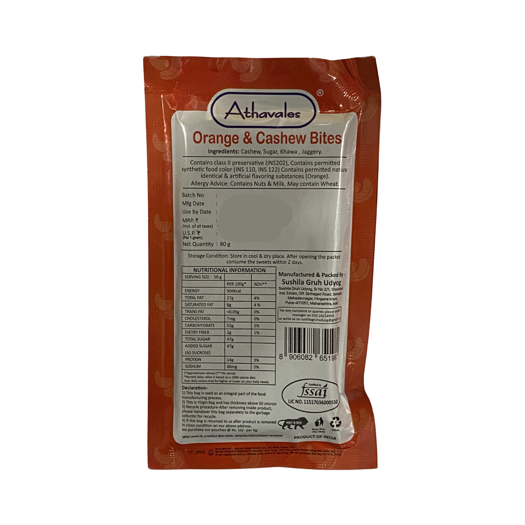 Athavales Orange Cashew Vadi Nutrition