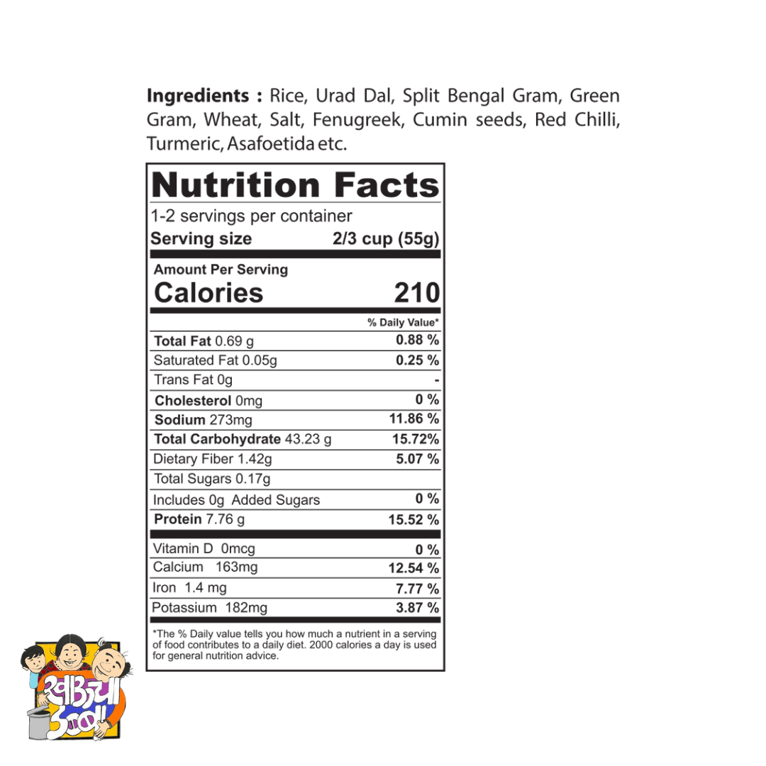 Dixit Foods Amboli Peeth Nutrition Facts